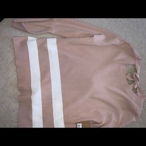 NWT  Rachel Roy Pink:Cream Tie Back Sweaters